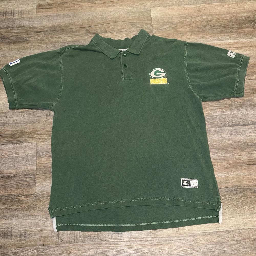 Vintage Green Bay Packers Shirt Mens L Polo Starter Pro Line NFL Cheese Head 90s